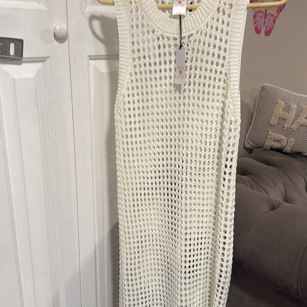 Shade & Shore White Textured Knit Swim Coverup